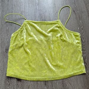 Wild Fable Green Velvet Crop Tank Top Spaghetti Strap Y2K Soft Stretch